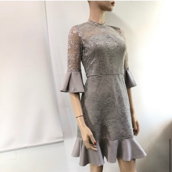 Chi Chi London Tulle Lace Prom Midi Dress - Grey - Picture 16 of 16